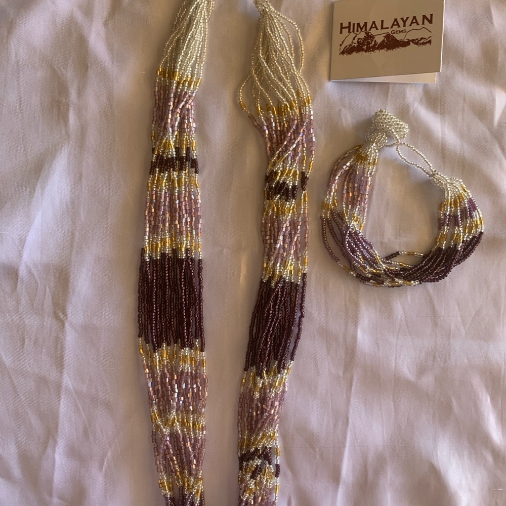 Himalayan Gems Multicolor Beaded Necklace and Bracelet Set